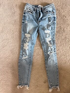 Judy Blue Light Wash Ripped Skinny Jeans